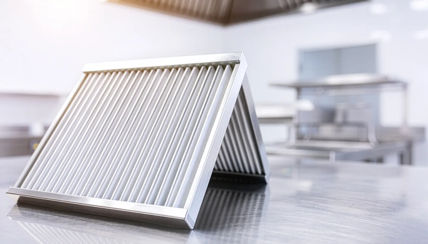 Commercial kitchen exhaust hood with grease filters