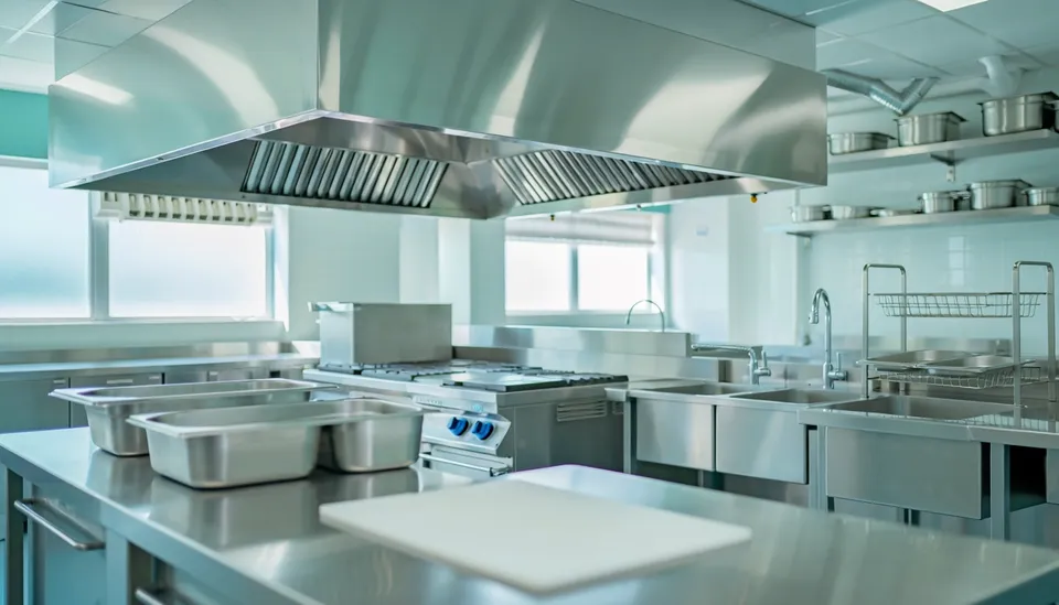 Commercial kitchen exhaust hood in a Jensen Beach seafood restaurant