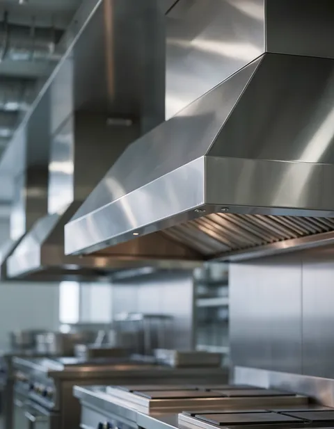 Technician cleaning an institutional kitchen exhaust system